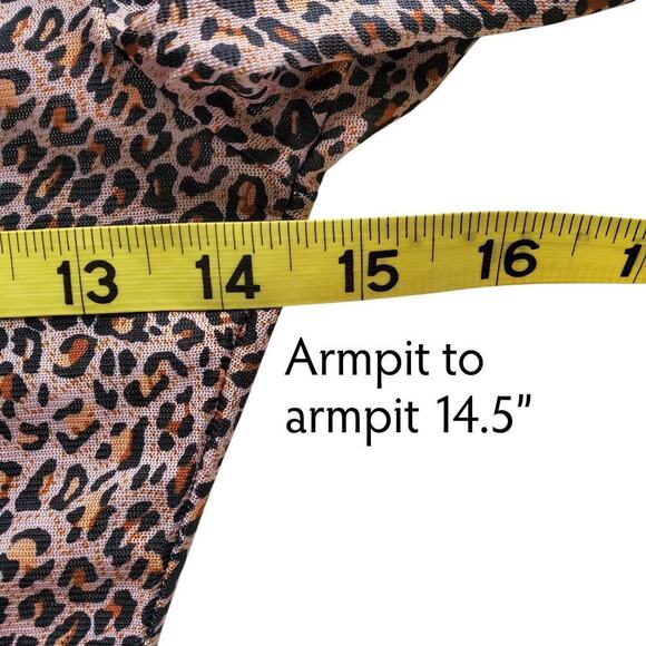 Y2K Mesh Top Cheetah Leopard Long Sleeve Lettuce Hem Whimsigoth S - Picture 8 of 13